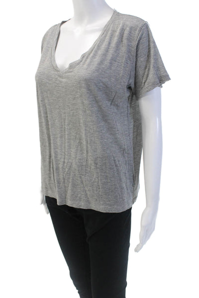 J Brand Womens Cotton V-neck Short Sleeve Casual Tops Gray Size S