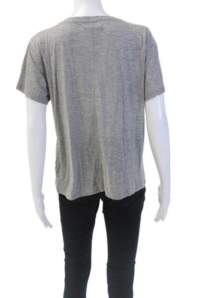 J Brand Womens Cotton V-neck Short Sleeve Casual Tops Gray Size S
