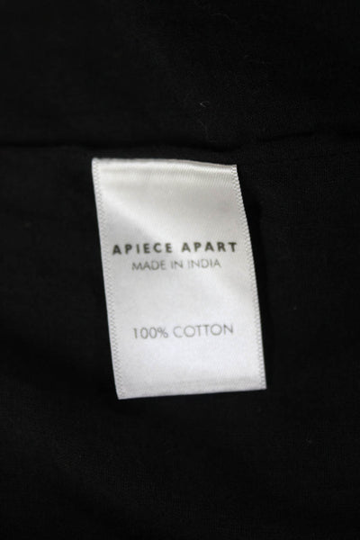 Apiece Apart Womens Cotton Long Sleeve V-neck Blouse Black Size 2