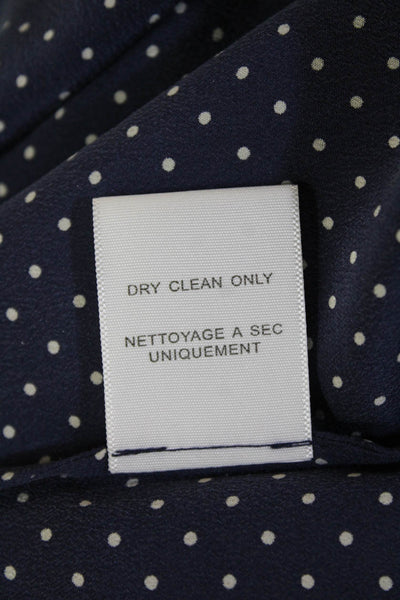 Joie Womens Textured Silk V-neck Polka Dot Blouse Blue Size S