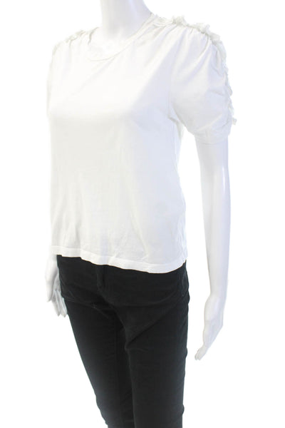 ALC Womens Cotton Short Sleeve Round Neck Casual Top White Size XS