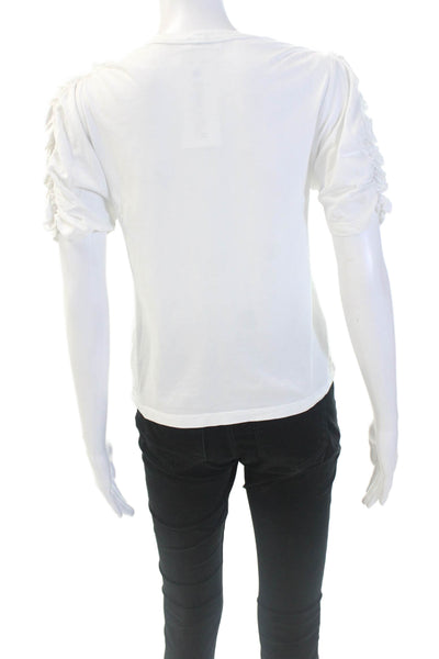 ALC Womens Cotton Short Sleeve Round Neck Casual Top White Size XS