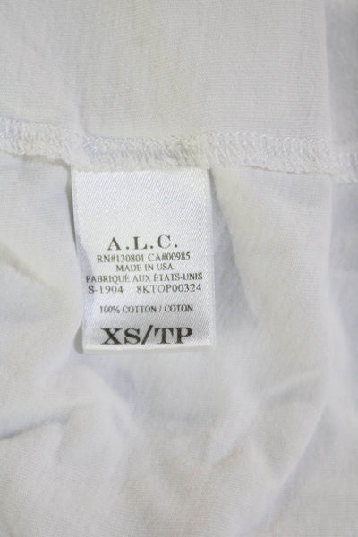 ALC Womens Cotton Short Sleeve Round Neck Casual Top White Size XS
