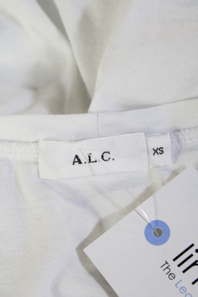 ALC Womens Cotton Short Sleeve Round Neck Casual Top White Size XS
