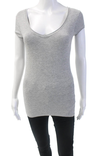 Zara Trafaluc Womens V-neck Short Sleeve Casual T-Shirt Gray Size S