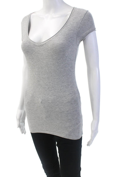 Zara Trafaluc Womens V-neck Short Sleeve Casual T-Shirt Gray Size S
