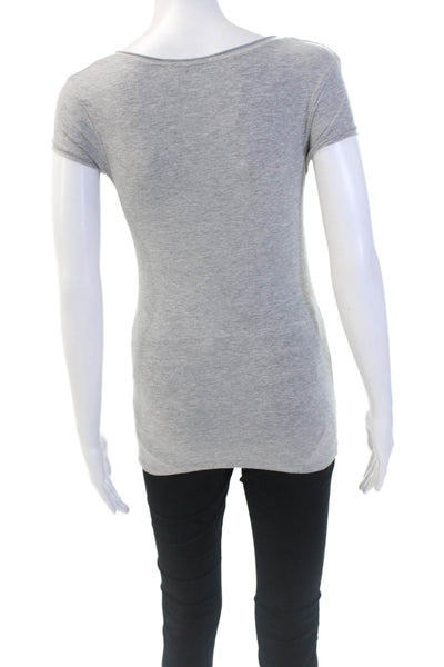Zara Trafaluc Womens V-neck Short Sleeve Casual T-Shirt Gray Size S