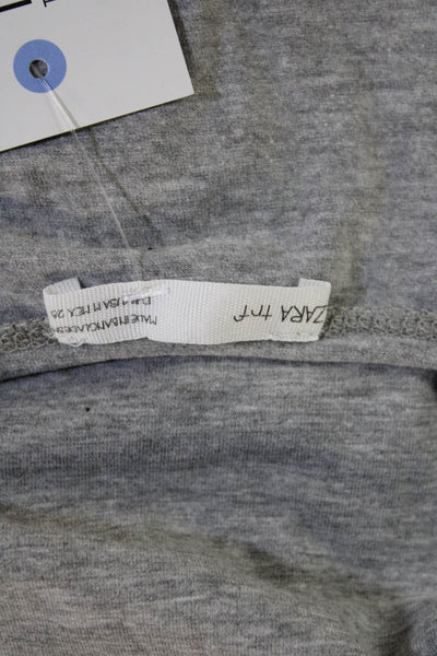 Zara Trafaluc Womens V-neck Short Sleeve Casual T-Shirt Gray Size S