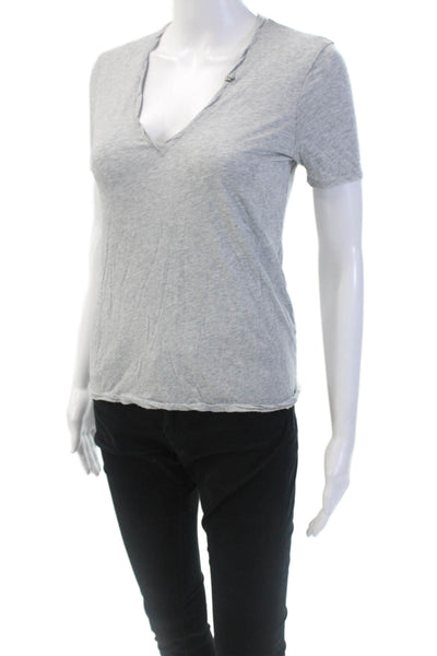 Zadig & Voltaire Womens Cotton Short Sleeve V-neck Top Gray Size XS