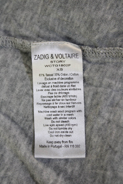 Zadig & Voltaire Womens Cotton Short Sleeve V-neck Top Gray Size XS
