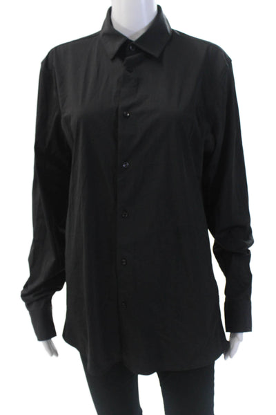 Zara Women's Collared Long Sleeves Button Down Shirt Black Size M
