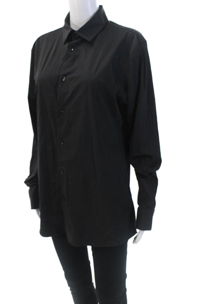 Zara Women's Collared Long Sleeves Button Down Shirt Black Size M