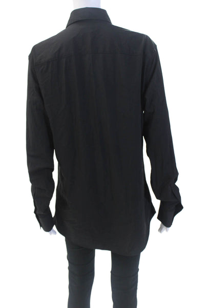 Zara Women's Collared Long Sleeves Button Down Shirt Black Size M