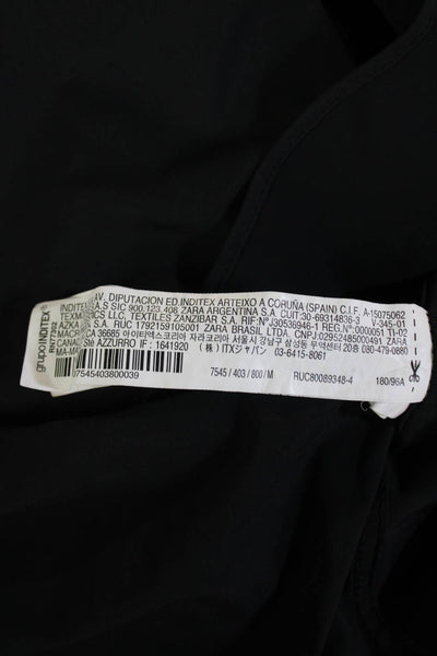 Zara Women's Collared Long Sleeves Button Down Shirt Black Size M