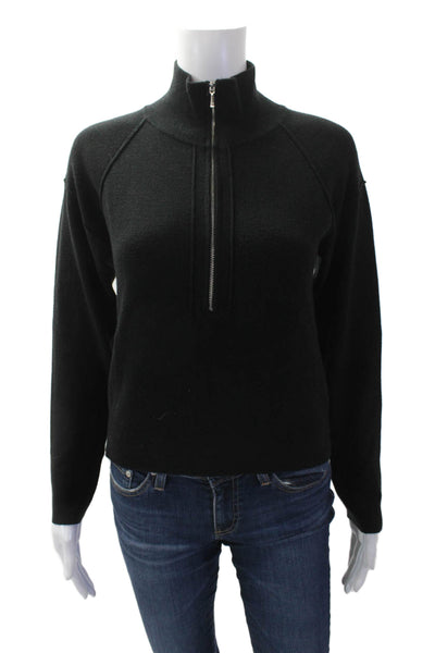 MNG Womens Half Zipper Long Sleeves Turtleneck Sweater Black Size Small