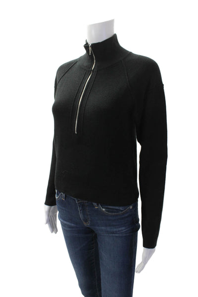 MNG Womens Half Zipper Long Sleeves Turtleneck Sweater Black Size Small