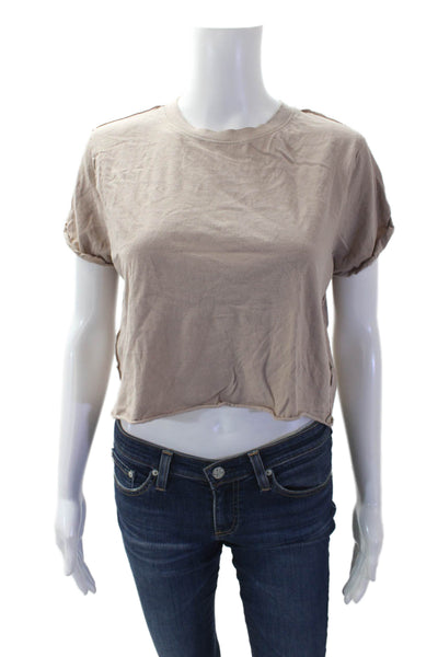 We The Free Womens Cotton Raw Hem Detail Cropped Top Brown Size S