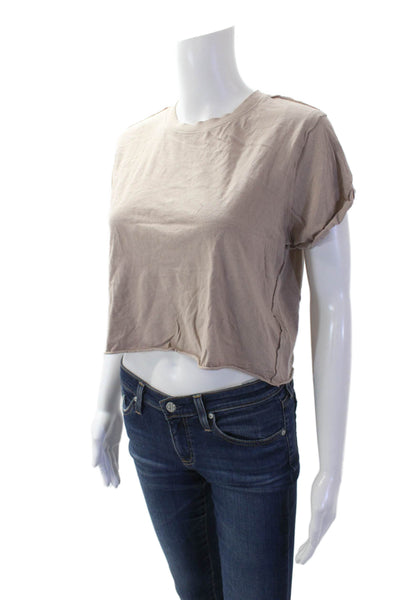 We The Free Womens Cotton Raw Hem Detail Cropped Top Brown Size S