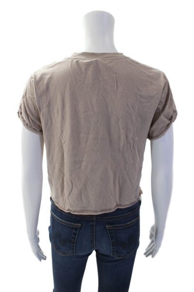 We The Free Womens Cotton Raw Hem Detail Cropped Top Brown Size S