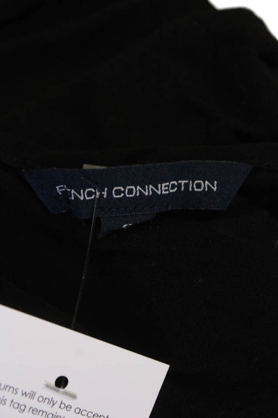 French Connection Womens Short Sleeve Sheer Trim Detail Crop Top Black Size S