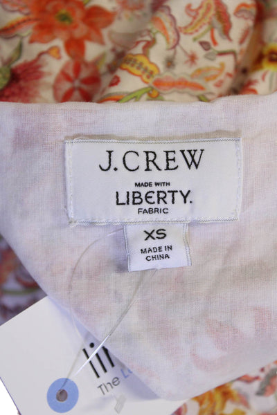 J Crew Womens Cotton Floral Print Long Sleeve Crop Top Orange Size XS