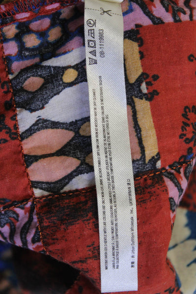 Intimately Free People Womens Cotton Patchwork Tie Strap Blouse Red Size S