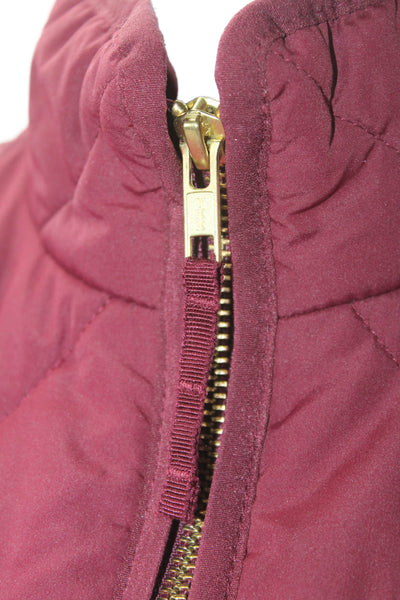 J Crew Womens Quilted Sleeveless Pocketed High Neck Vest Red Size XS
