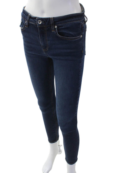 Rag & Bone Womens Cotton Mid Rise Five Pocket Skinny Jeans Blue Size 27