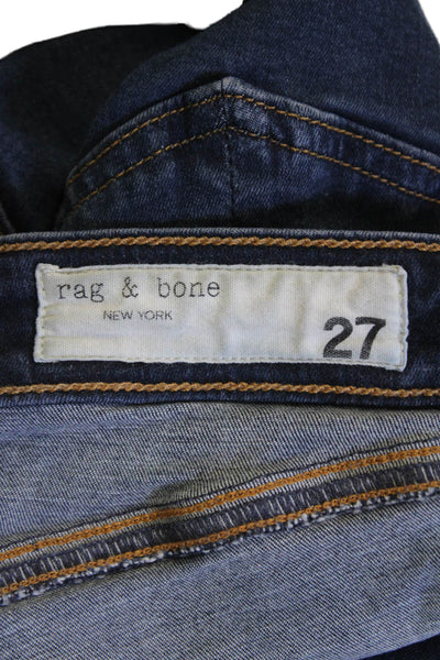 Rag & Bone Womens Cotton Mid Rise Five Pocket Skinny Jeans Blue Size 27