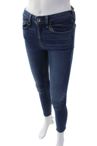Rag & Bone Jean Womens Cotton Pocketed Mid Rise Skinny Jeans Blue Size 26