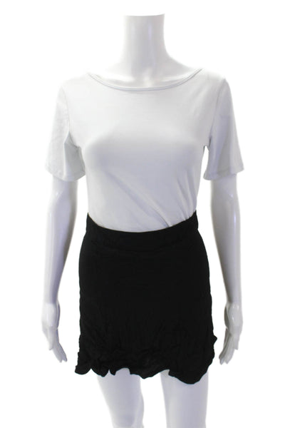 Reformation Womens Zippered Casual A-Line Mini Skirt Black Size 2