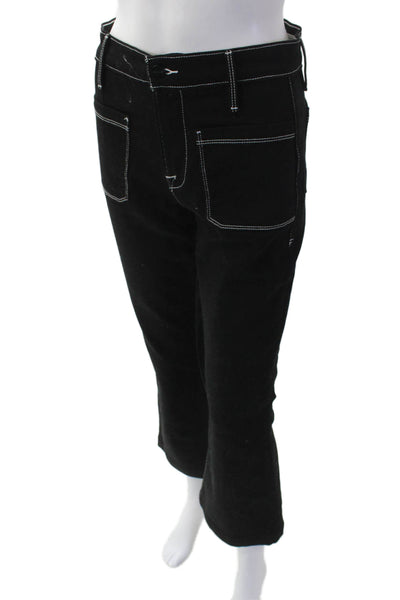 Frame Womens High Rise Bardot Crop Flare Leg Denim Jeans Black Size 26