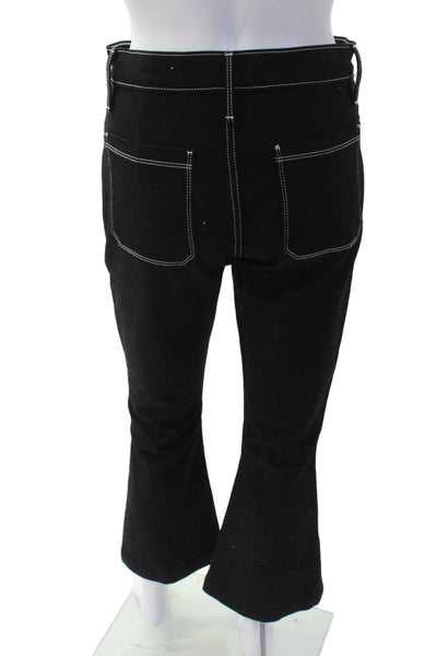 Frame Womens High Rise Bardot Crop Flare Leg Denim Jeans Black Size 26