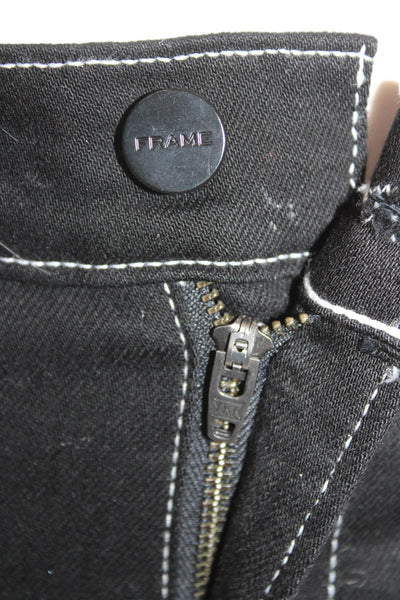 Frame Womens High Rise Bardot Crop Flare Leg Denim Jeans Black Size 26