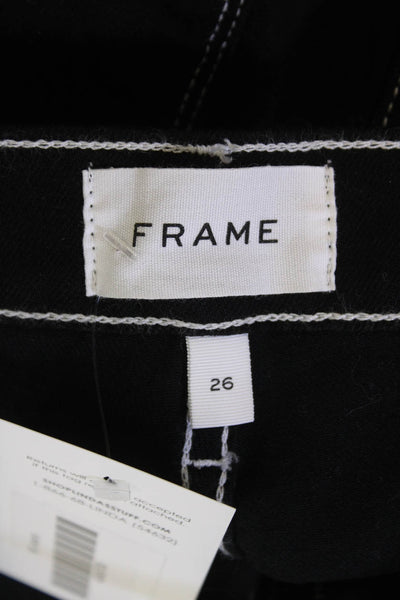Frame Womens High Rise Bardot Crop Flare Leg Denim Jeans Black Size 26
