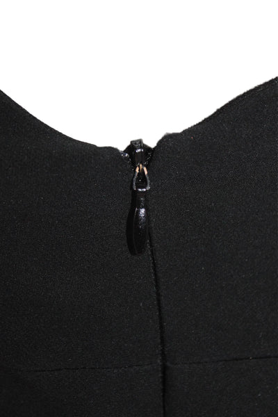 Zara Womens Tie Back Crew Neck Ruffle Detail Mini Dress Black Size M