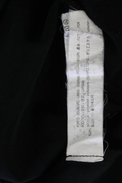 Zara Womens Tie Back Crew Neck Ruffle Detail Mini Dress Black Size M