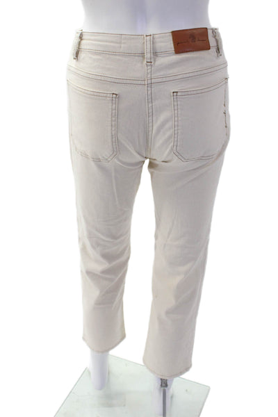 Pamela Henson Womens High Rise Straight Leg Denim Jeans Cream Size 4
