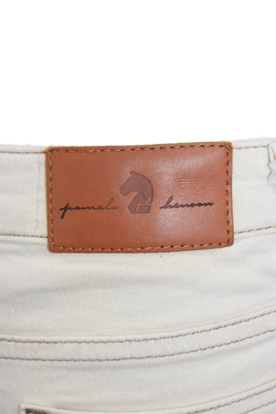 Pamela Henson Womens High Rise Straight Leg Denim Jeans Cream Size 4