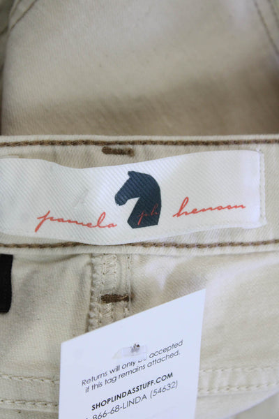 Pamela Henson Womens High Rise Straight Leg Denim Jeans Cream Size 4