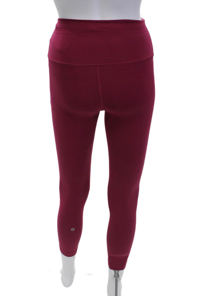 Lululemon Childrens Girls Pull On High Rise Leggings Pink Size 0