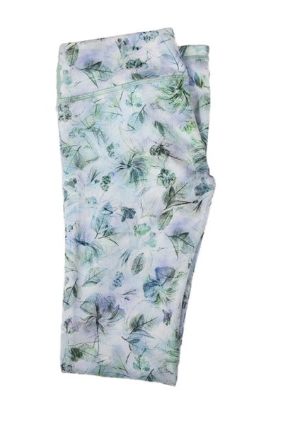 Ivivva Childrens Girls Leaf Print Pull On Leggings Blue Green Size 10