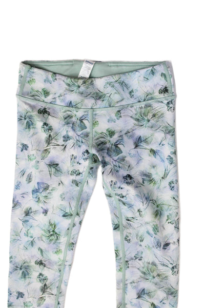 Ivivva Childrens Girls Leaf Print Pull On Leggings Blue Green Size 10