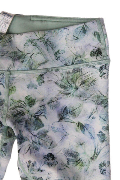 Ivivva Childrens Girls Leaf Print Pull On Leggings Blue Green Size 10