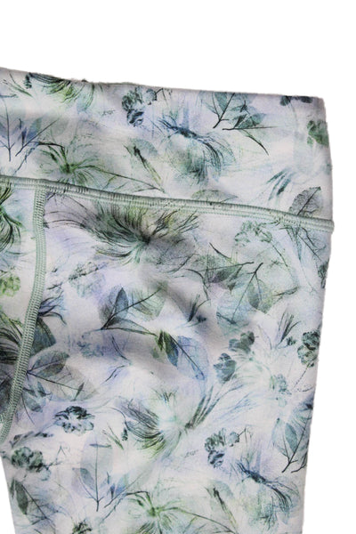 Ivivva Childrens Girls Leaf Print Pull On Leggings Blue Green Size 10