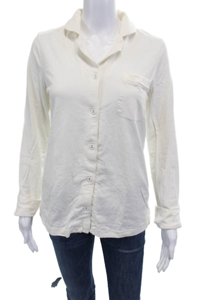 Skims Womens Cotton Long Sleeve Button Up Blouse White Size XS