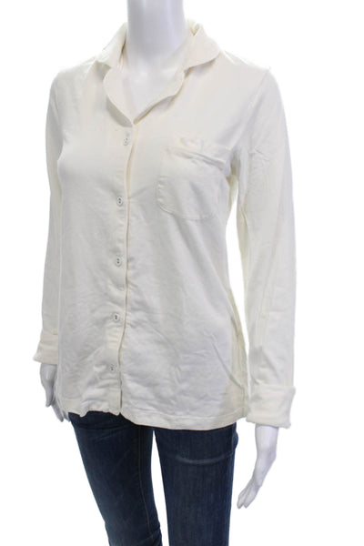 Skims Womens Cotton Long Sleeve Button Up Blouse White Size XS