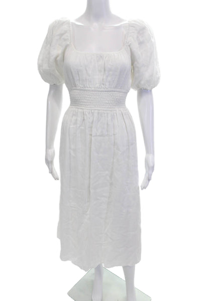 Faithfull The Brand Womens Scoop Neck Short Sleeve Long Dress White Size 02