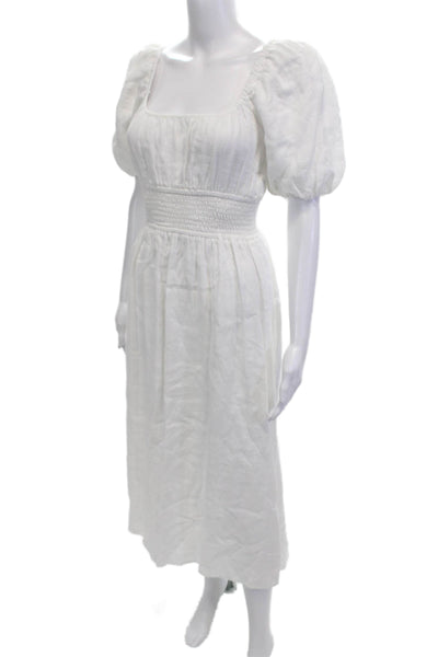 Faithfull The Brand Womens Scoop Neck Short Sleeve Long Dress White Size 02