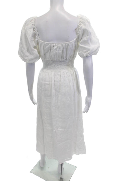 Faithfull The Brand Womens Scoop Neck Short Sleeve Long Dress White Size 02